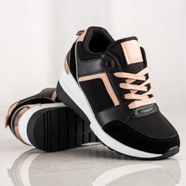 SHELOVET Sneakersy Na Koturnie czarne 1