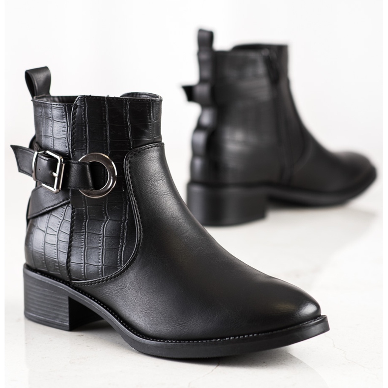 Super Mode Casualowe Botki Ze Sprzączką czarne 1