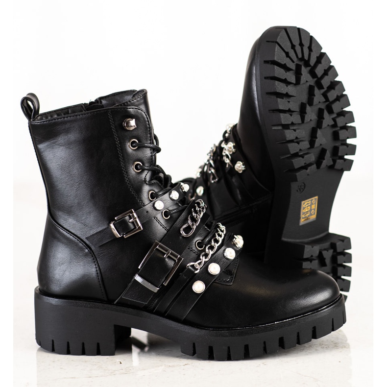 Cm Paris Modne Workery Z Perłami czarne 1