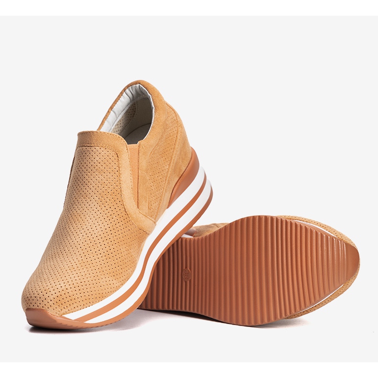 Pomarańczowe sneakersy na koturnie Miny 1