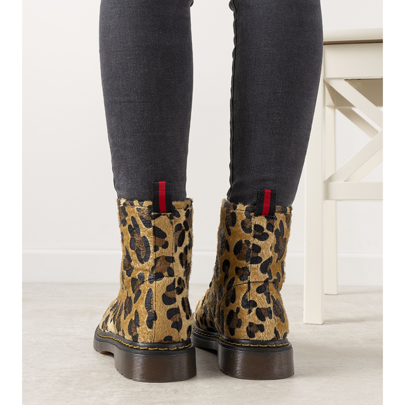 Brązowe glany w panterkę Emery 1