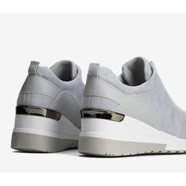 Szare sneakersy na koturnie zamsz Velasco 1