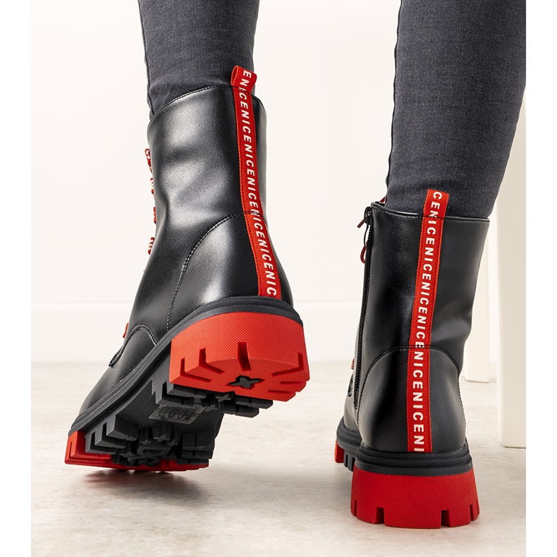 Czarne trapery glany damskie Asha 1