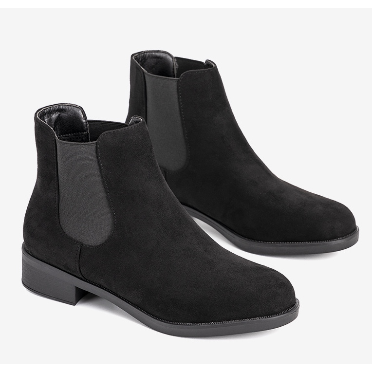 Czarne klasyczne botki damskie ocieplane Cristal 1