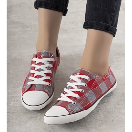 Czerwone trampki w kratkę Offices szare 1