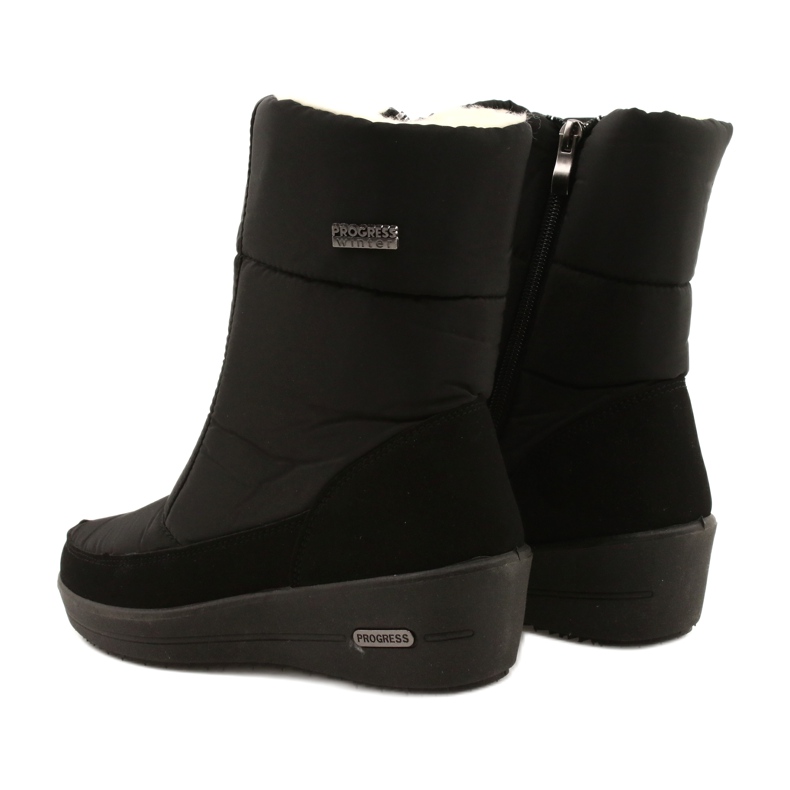 Damskie lekkie śniegowce na futerku Progress PROGJ-22-126 czarne 3