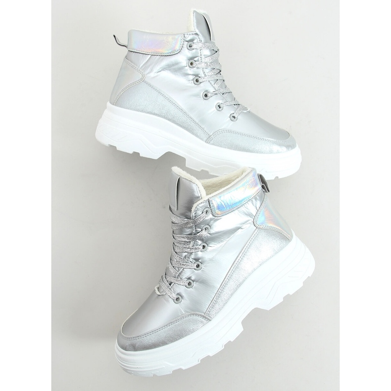 Ocieplane buty sportowe srebrne FA-3357 Silver srebrny 1
