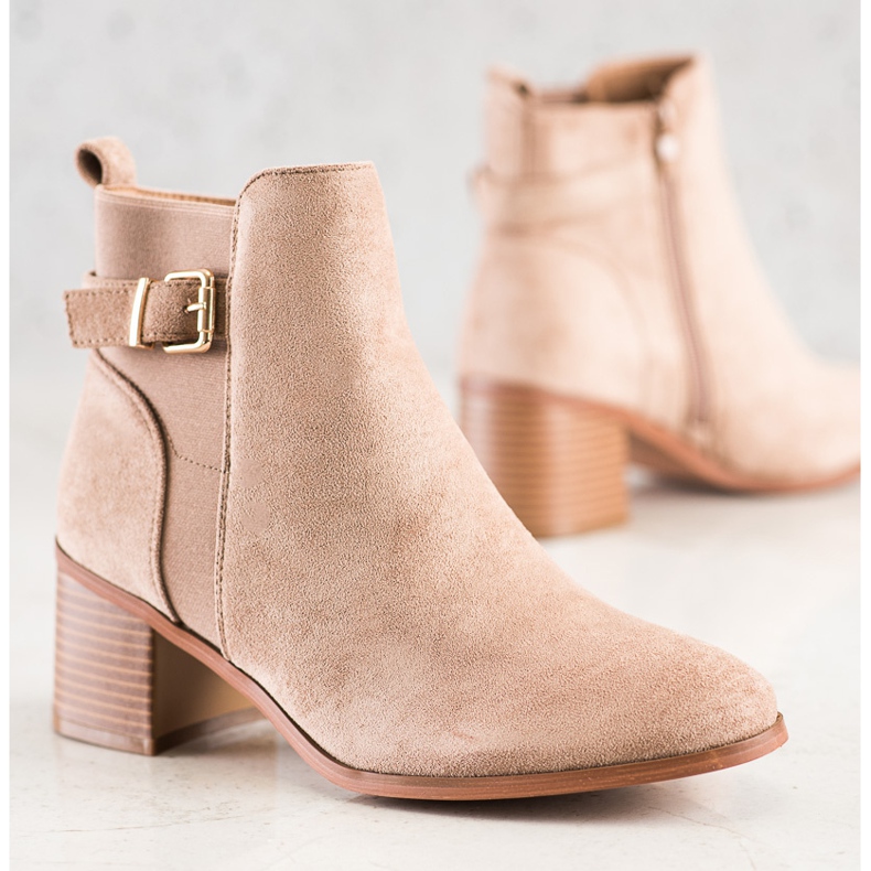 Seastar Eleganckie Botki Ze Sprzączką brązowe 2