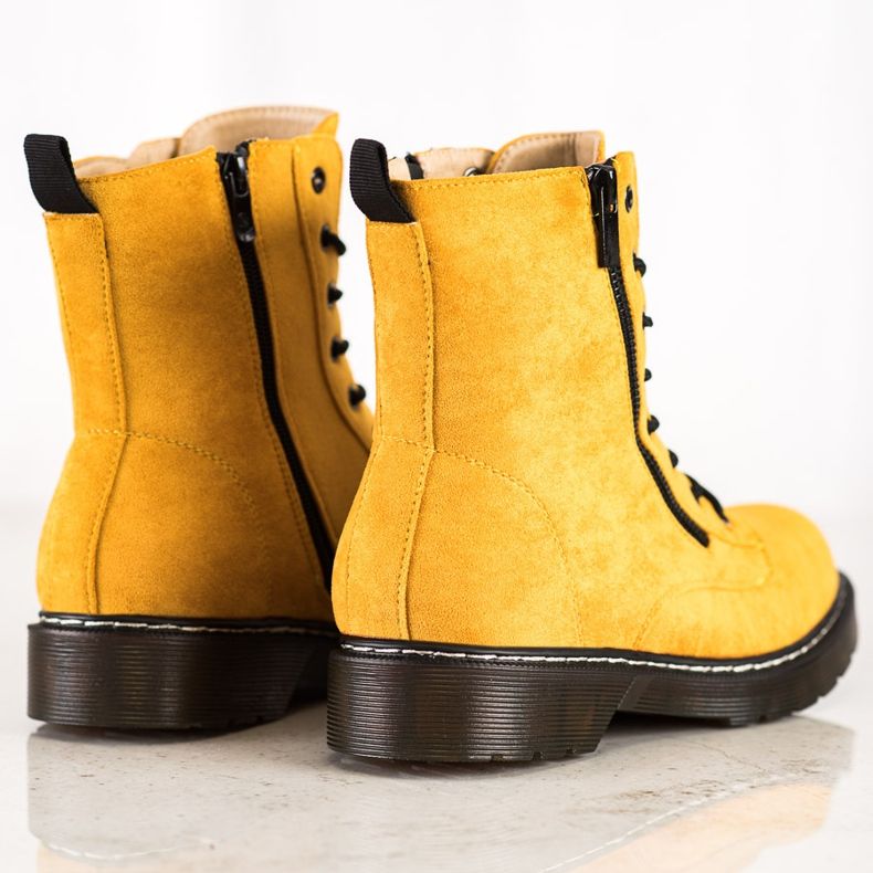 SHELOVET Żółte Trapery Z Ozdobnym Suwakiem 1