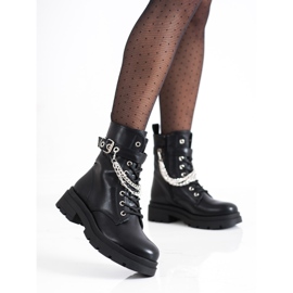 Bestelle Modne Workery Z Łańcuszkiem czarne 1