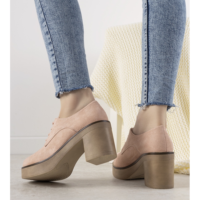 Różowe botki w stylu półbutów na słupku Cortona 1