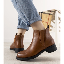 Camelowe botki płaskie damskie Guliet brązowe 1