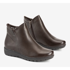 Brązowe gładkie botki płaskie Garrido 1