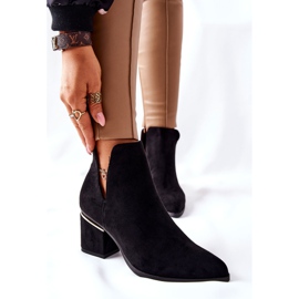 PS1 Damskie Zamszowe Botki Z Wycięciami Czarne Noel 1