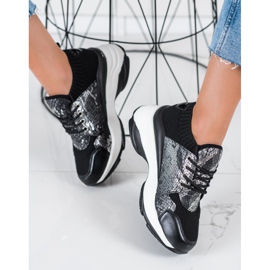SHELOVET Wsuwane Sneakersy Snake Print czarne 1
