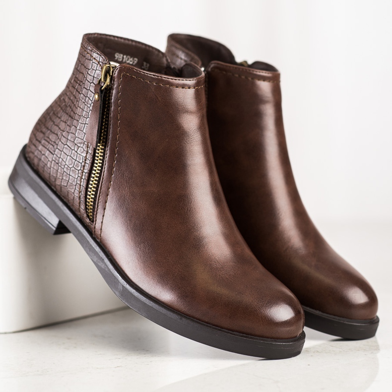 Clowse Casualowe Botki Snake Print brązowe 2