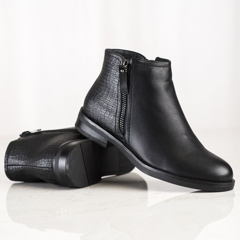 Clowse Casualowe Botki Snake Print czarne 1