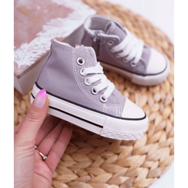 FRROCK Dziecięce Trampki Klasyczne Wysokie Z Zamkiem Szare Filemon 2