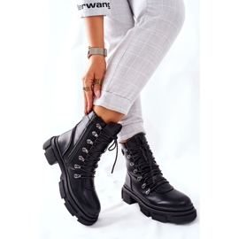 FI1 Damskie Ocieplane Botki Trapery Czarne Perfect 2