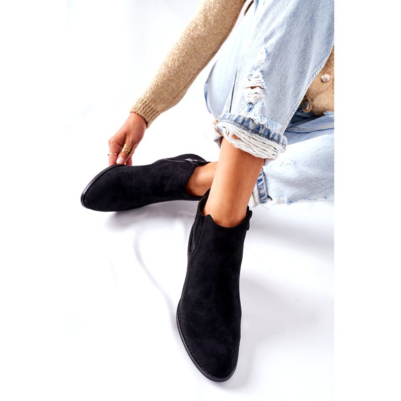 Damskie Klasyczne Botki Zamszowe Czarne Flashbrook 1