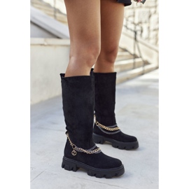 PS1 Damskie Wysokie Kozaki Botki Czarne Lagoon 2