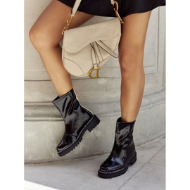 S.Barski Damskie Lakierowane Ocieplane Botki Czarne Merellien 1