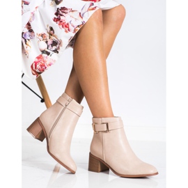 Seastar Eleganckie Botki Z Eko Skóry beżowy 2