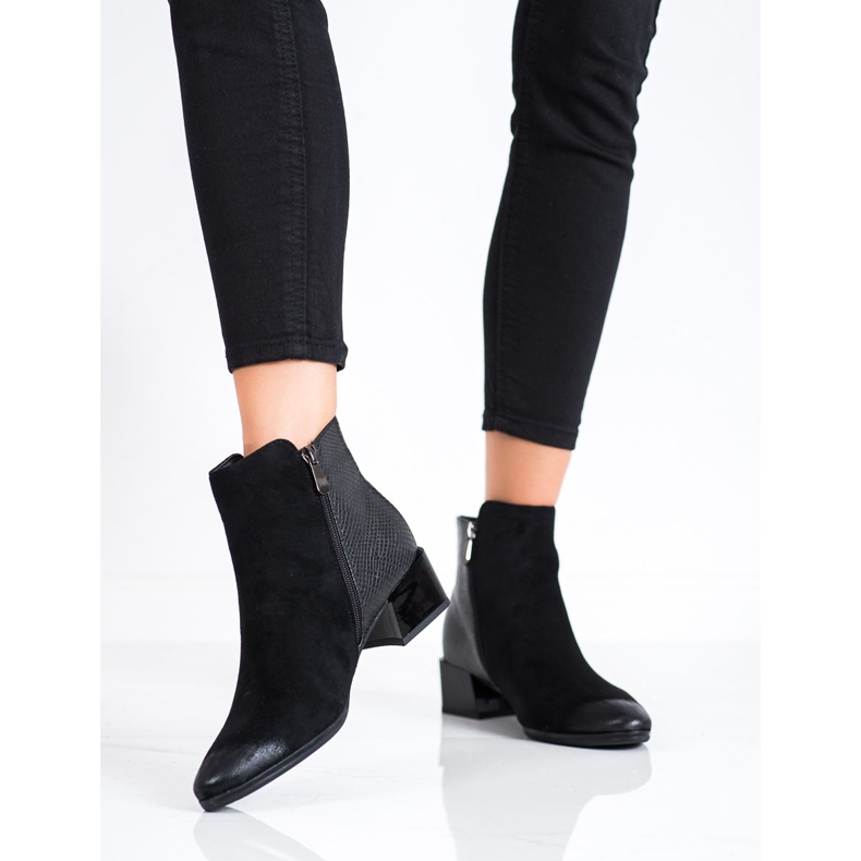 Botki Z Wstawką Snake Print VINCEZA czarne 2