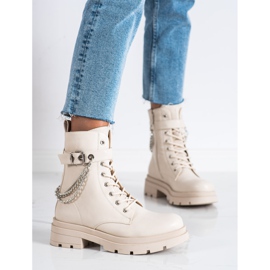 Bestelle Modne Workery Z Łańcuszkiem beżowy 2