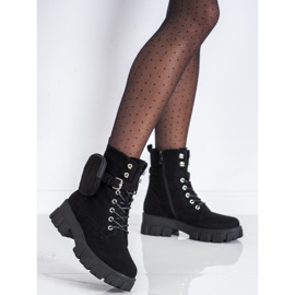 Zamszowe Workery Z Kieszonką VINCEZA czarne 1