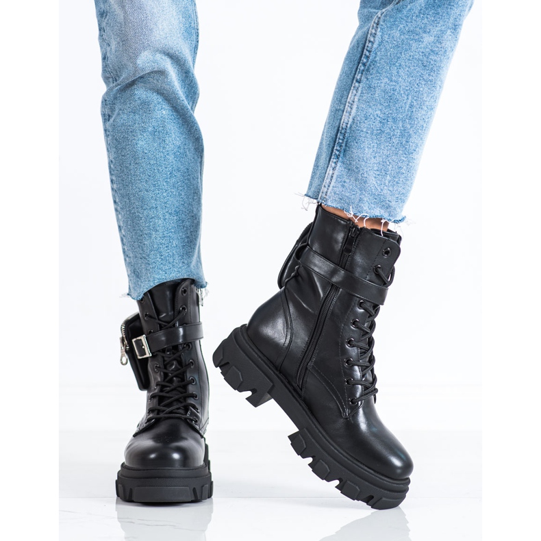 Modne Workery Na Platformie VINCEZA czarne 2