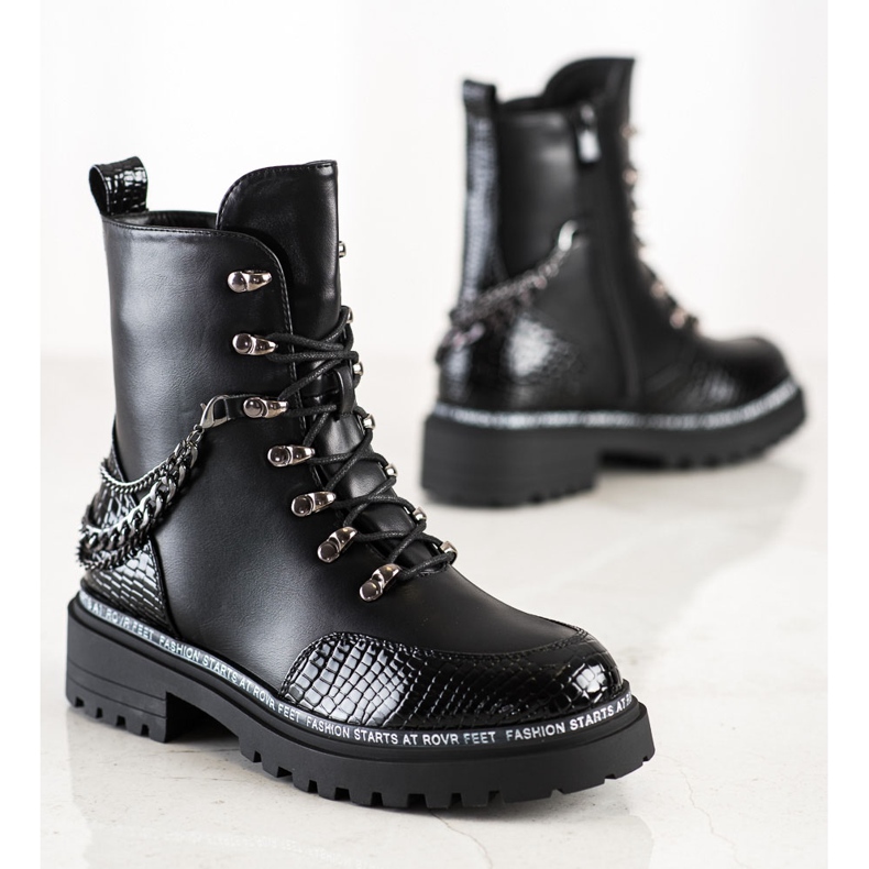 S. BARSKI Workery z łańcuszkiem S.Barski czarne 1