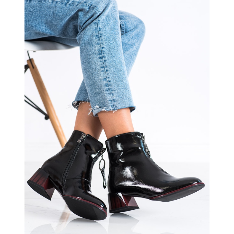 S. BARSKI Eleganckie Botki Z Suwakiem S.BARSKI czarne 2