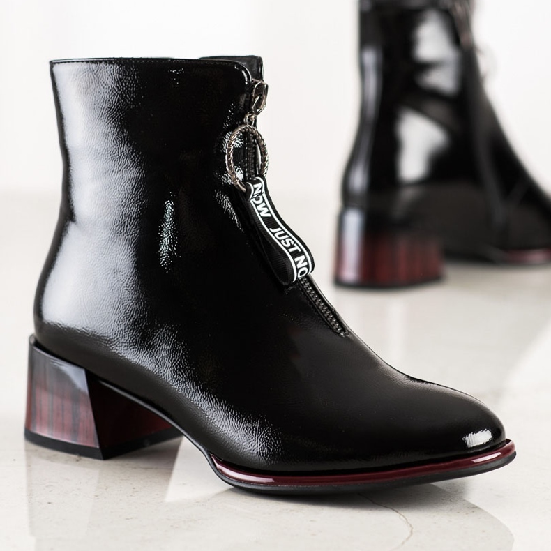 S. BARSKI Eleganckie Botki Z Suwakiem S.BARSKI czarne 1