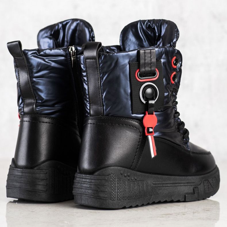 Seastar Ciepłe Śniegowce Na Platformie czarne granatowe 2