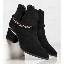 Seastar Eleganckie Botki Z Łańcuszkiem czarne 1