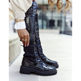 PM1 Damskie Botki Workery Lakierowane Czarne Maxine 2