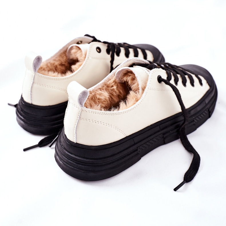 Damskie Ocieplane Trampki GOE II2N4036 Białe czarne 1