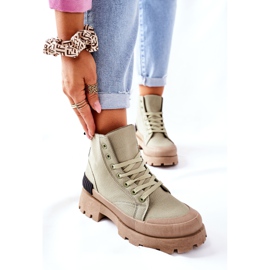 PS1 Damskie Botki Trapery Zielone Any One 1