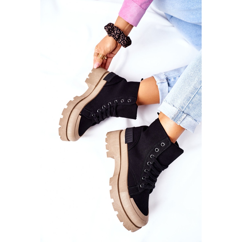 PS1 Damskie Botki Trapery Czarne Any One 1