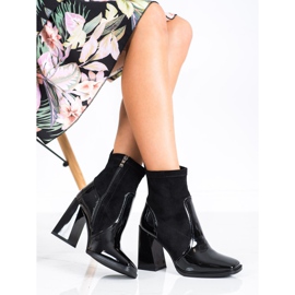 S. BARSKI Botki Na Trapezowym Obcasie S.BARSKI czarne 2