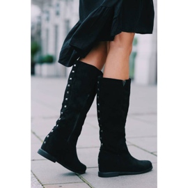 Czarne kozaki na krytym koturnie Nana 1