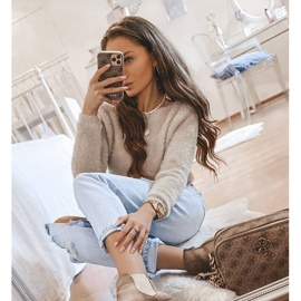 Botki na słupku w kolorze khaki Ana beżowy brązowe 1