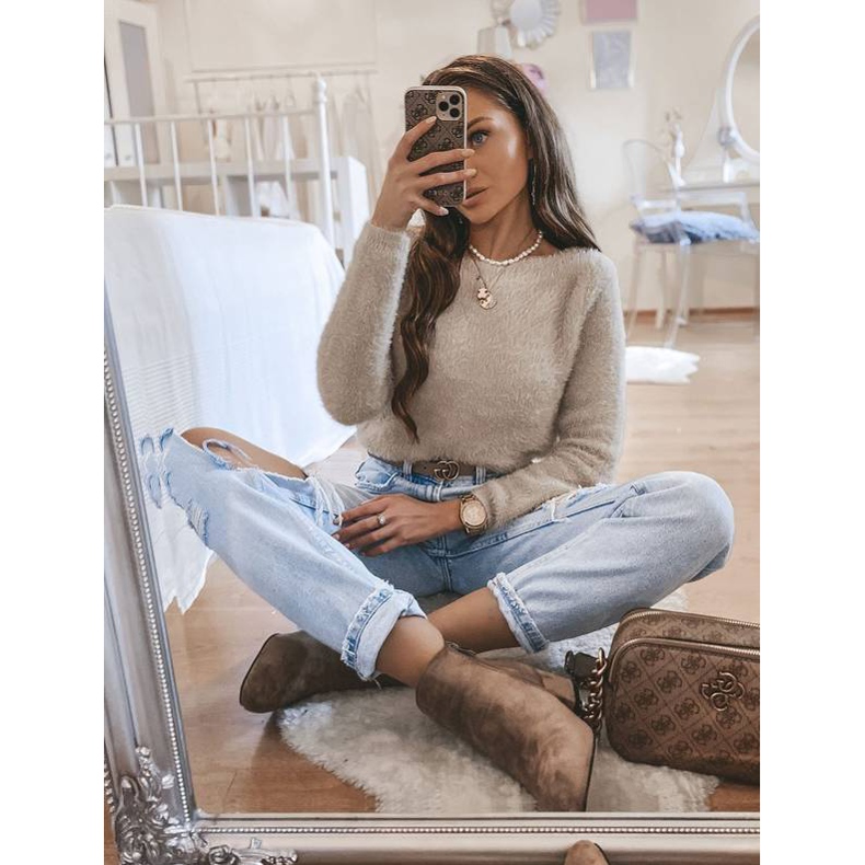 Botki na słupku w kolorze khaki Ana beżowy brązowe 2