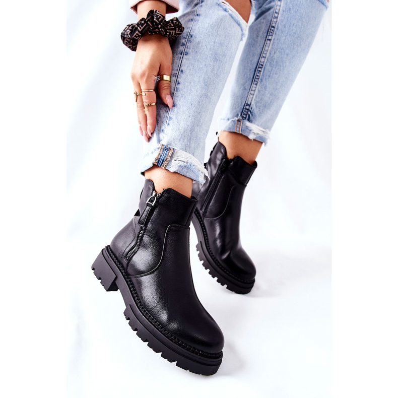 PE1 Wysokie Botki Z Suwakami Czarne Silvan 2