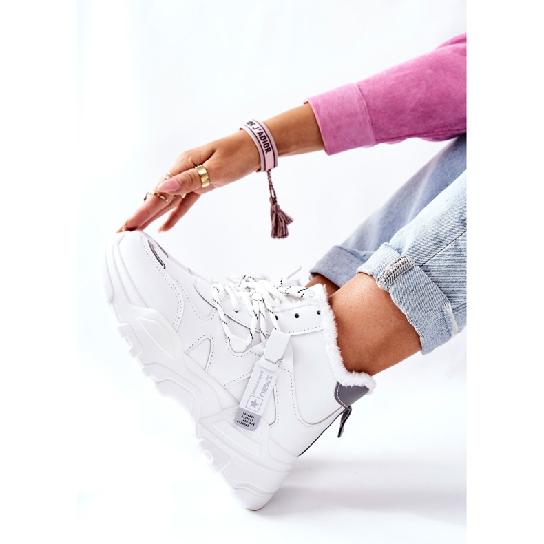 Damskie Ocieplane Sneakersy Śniegowce Białe Kaphia 2