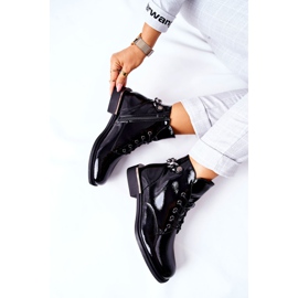 Botki Ocieplane Lakierowane Na Suwak Sergio Leone Czarne BT405 1