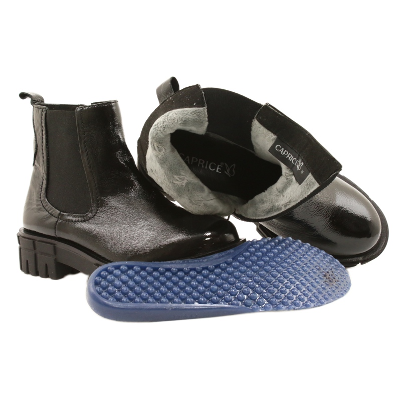 Czarne lakierowane botki damskie Caprice 9-25461-27 017 7