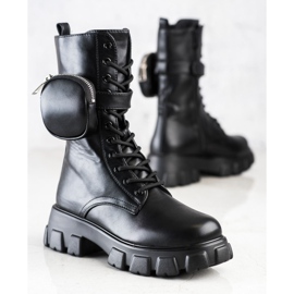 Bestelle Modne Botki Glany Z Kieszonką czarne 1