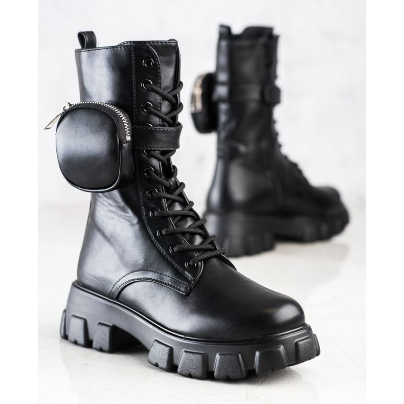 Bestelle Modne Botki Glany Z Kieszonką czarne 1